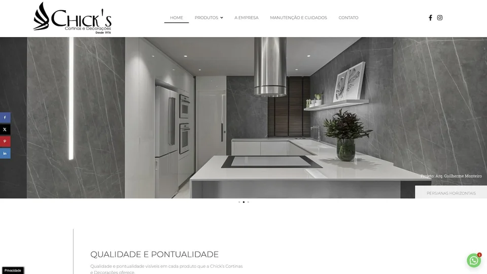 Site de Chick's Cortinas e Decorações